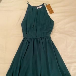 Lush Emerald Green Elastic waist dress (short)